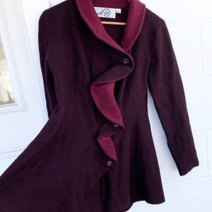 Rosie neim Anthro ruffle wool jacket M